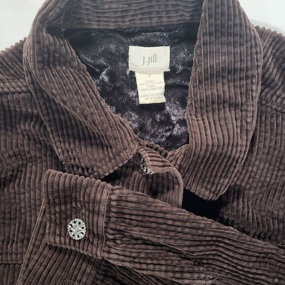 J. Jill Jackets & Blazers - J. Jill Women's Small Brown Corduroy Button‎ Jacket Velvet Trim